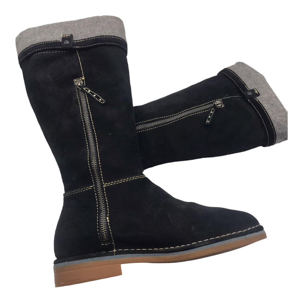 Hush Puppies Black Suede Boot Size 8 Wide
